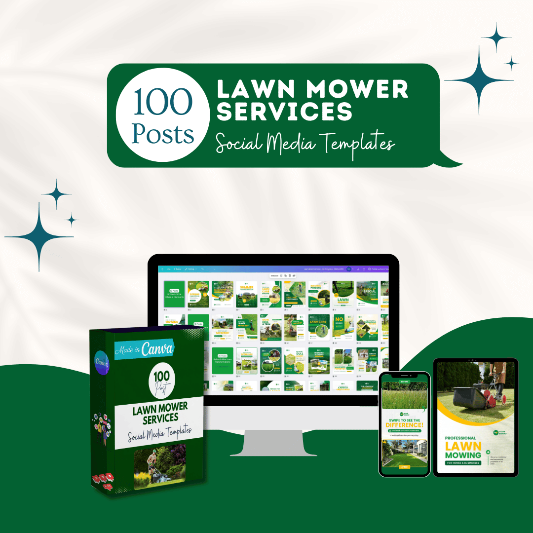 100 Lawn Mower Services Canva Templates