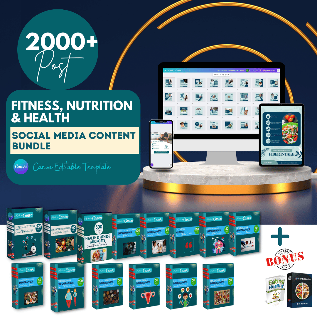 Fitness, Nutrition & Health Bundle - Social Media Templates