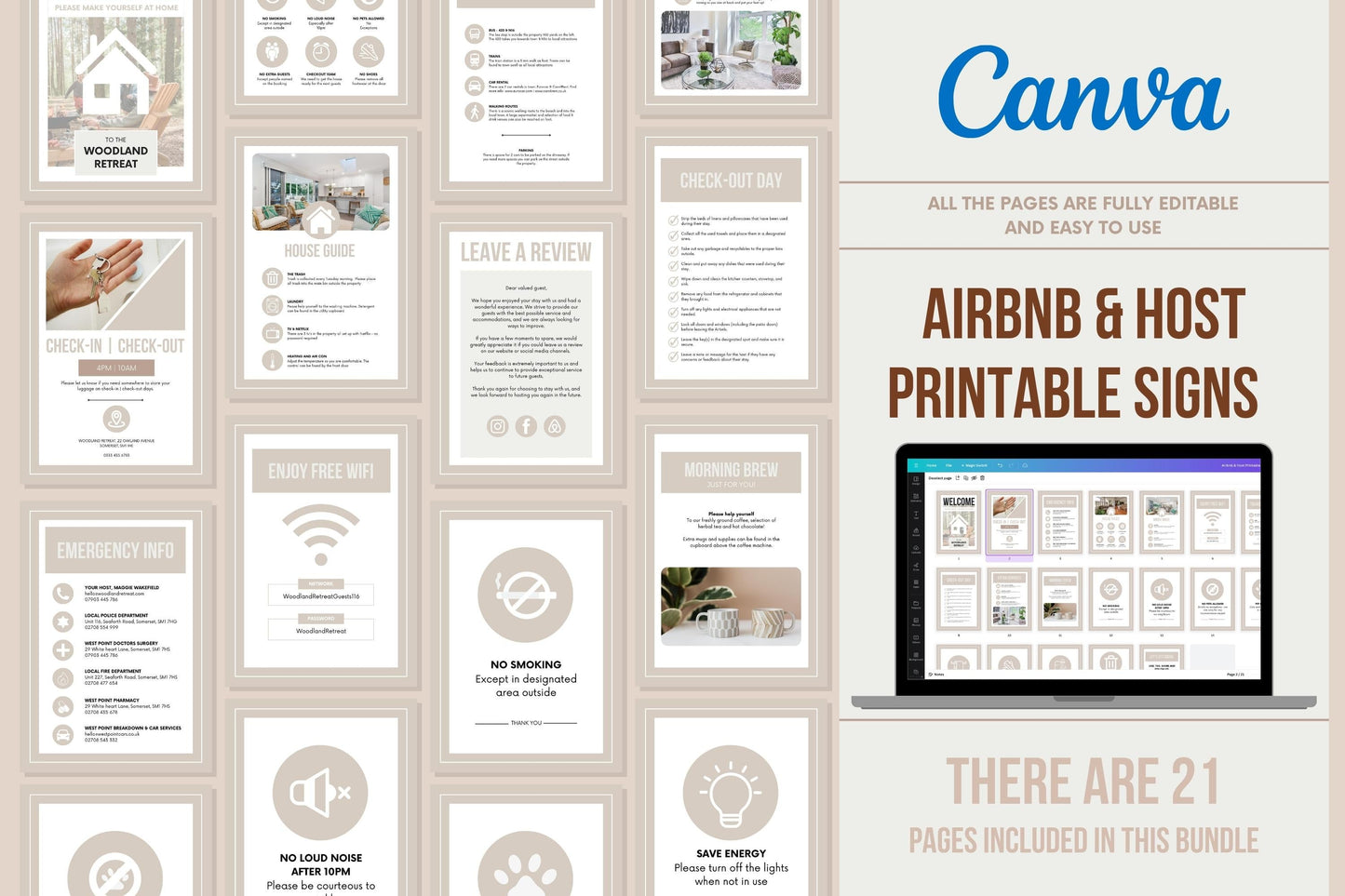 Airbnb & Host Printable Signs - 21 Pages