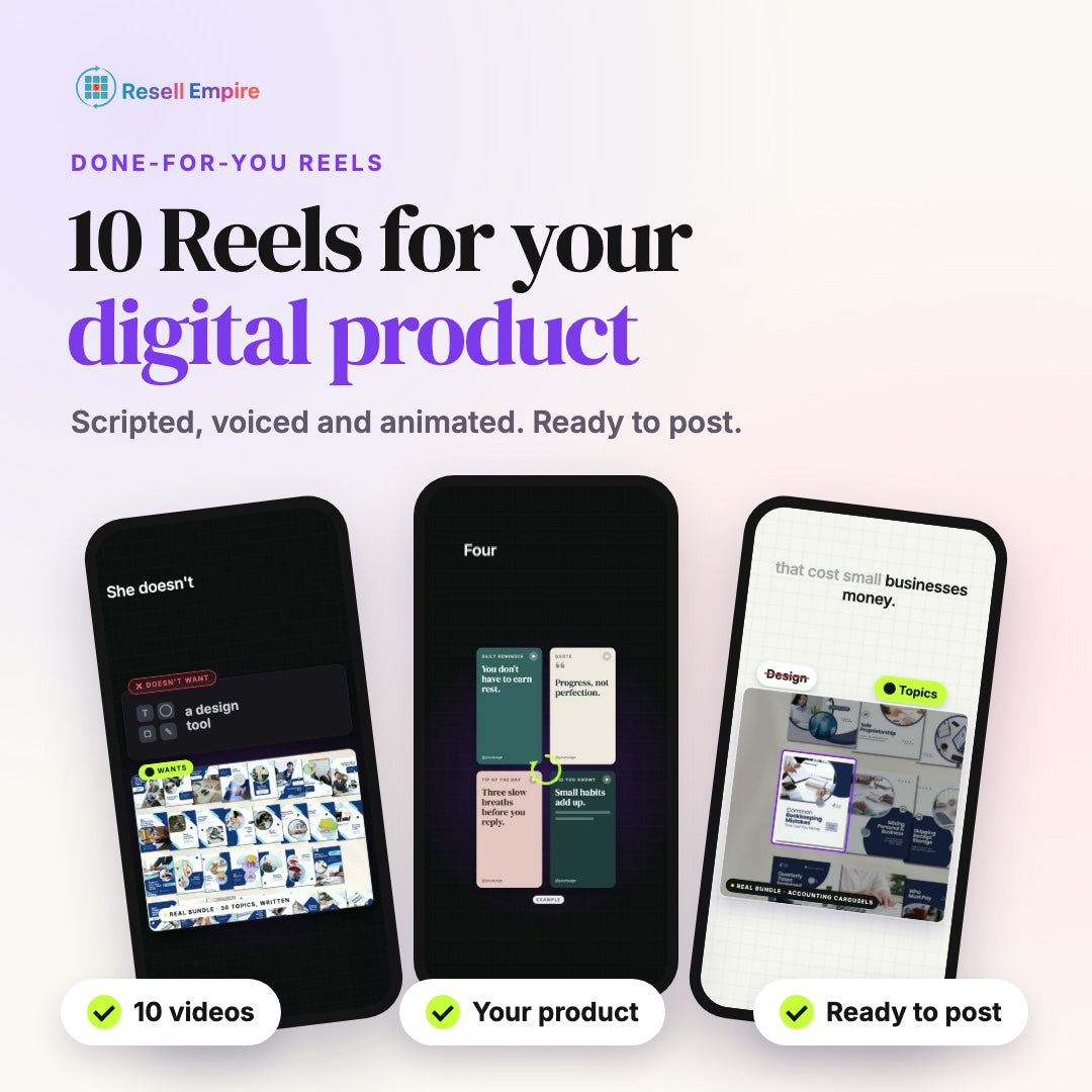 Done-for-you Reels: 10 Videos for Your Digital Product