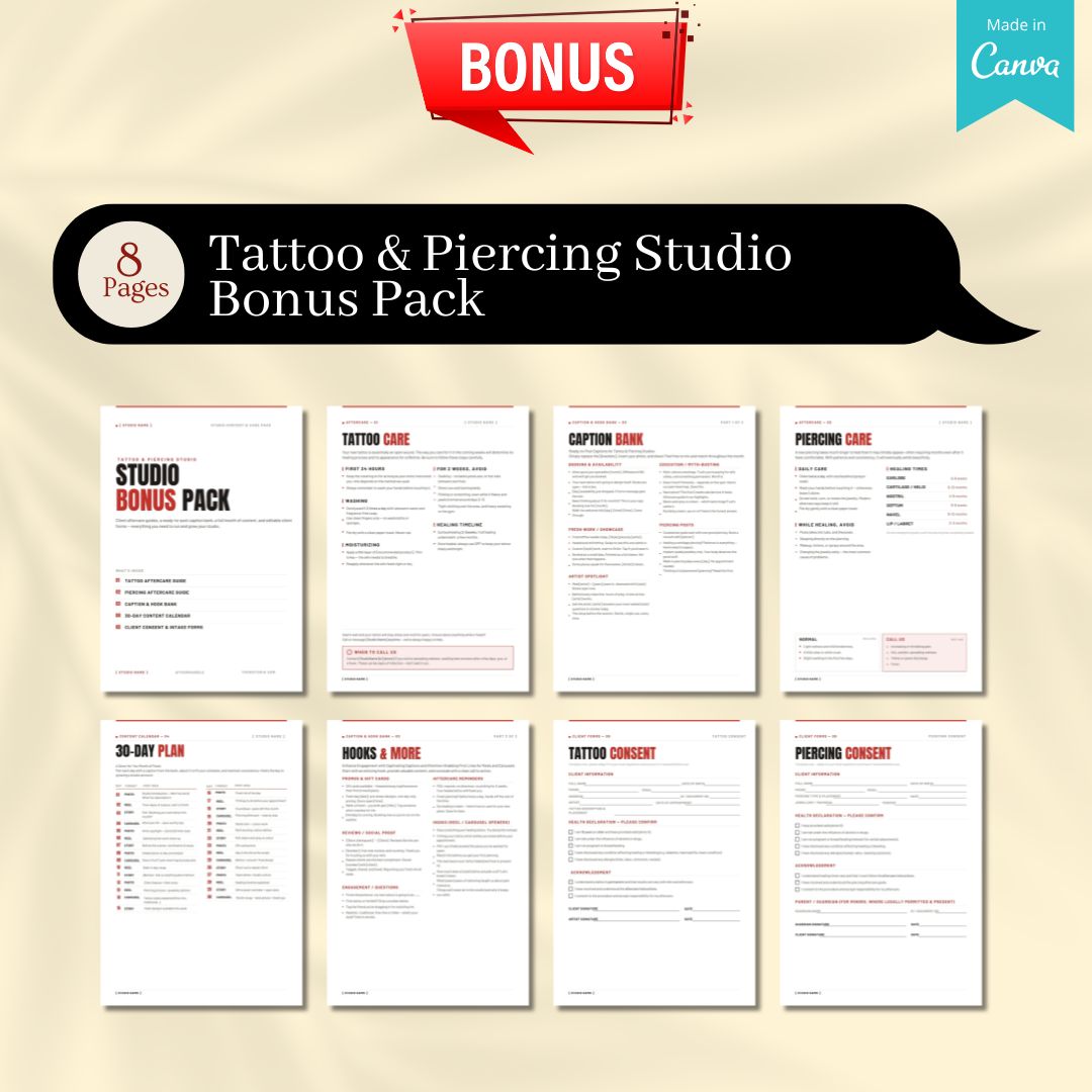 Tattoo & Piercing Studio - Social Media Templates