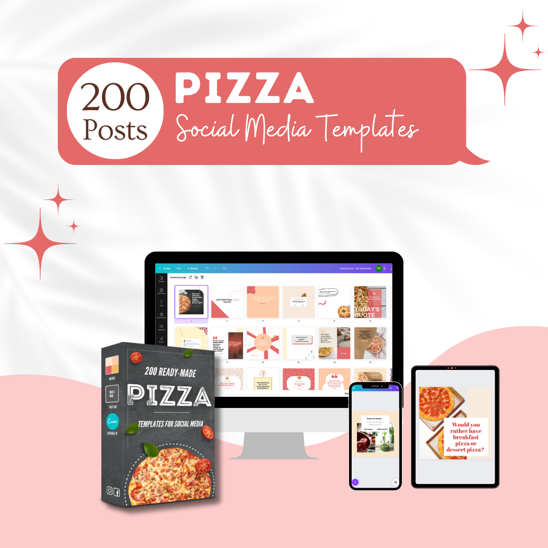 200 Pizza Restaurant Posts - Social Media Templates