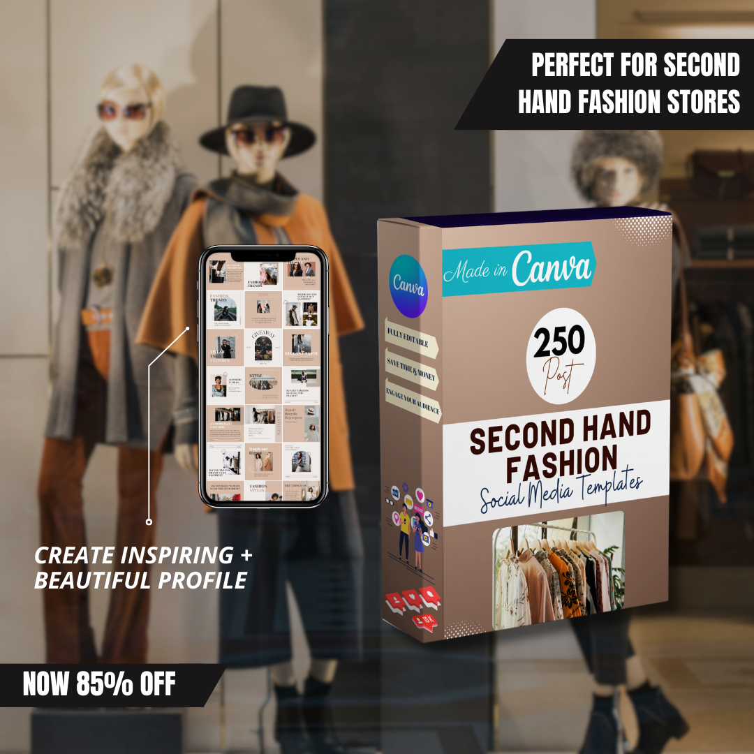 250 Second Hand Fashion Posts - Social Media Templates
