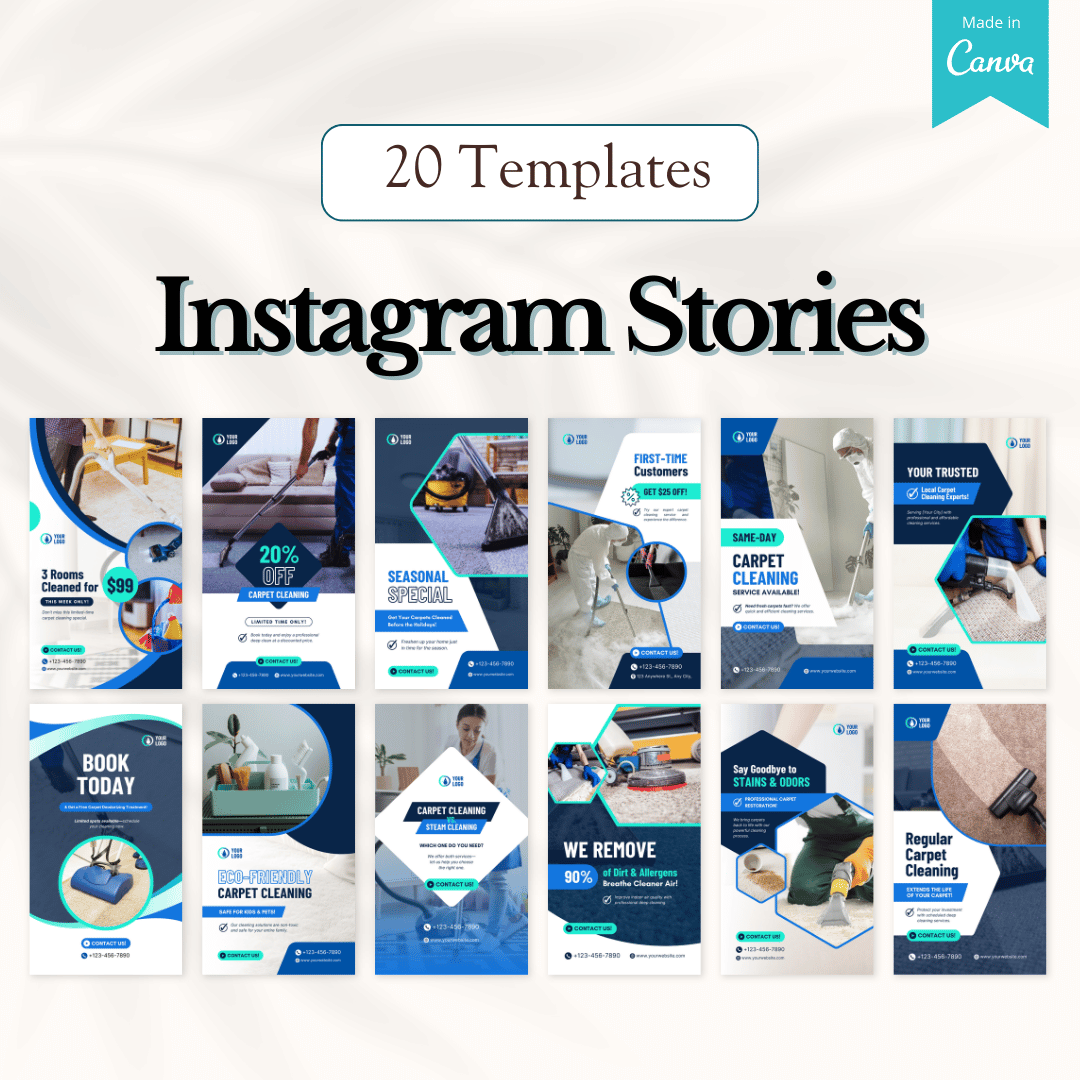 100 Carpet Cleaning Services Canva Templates