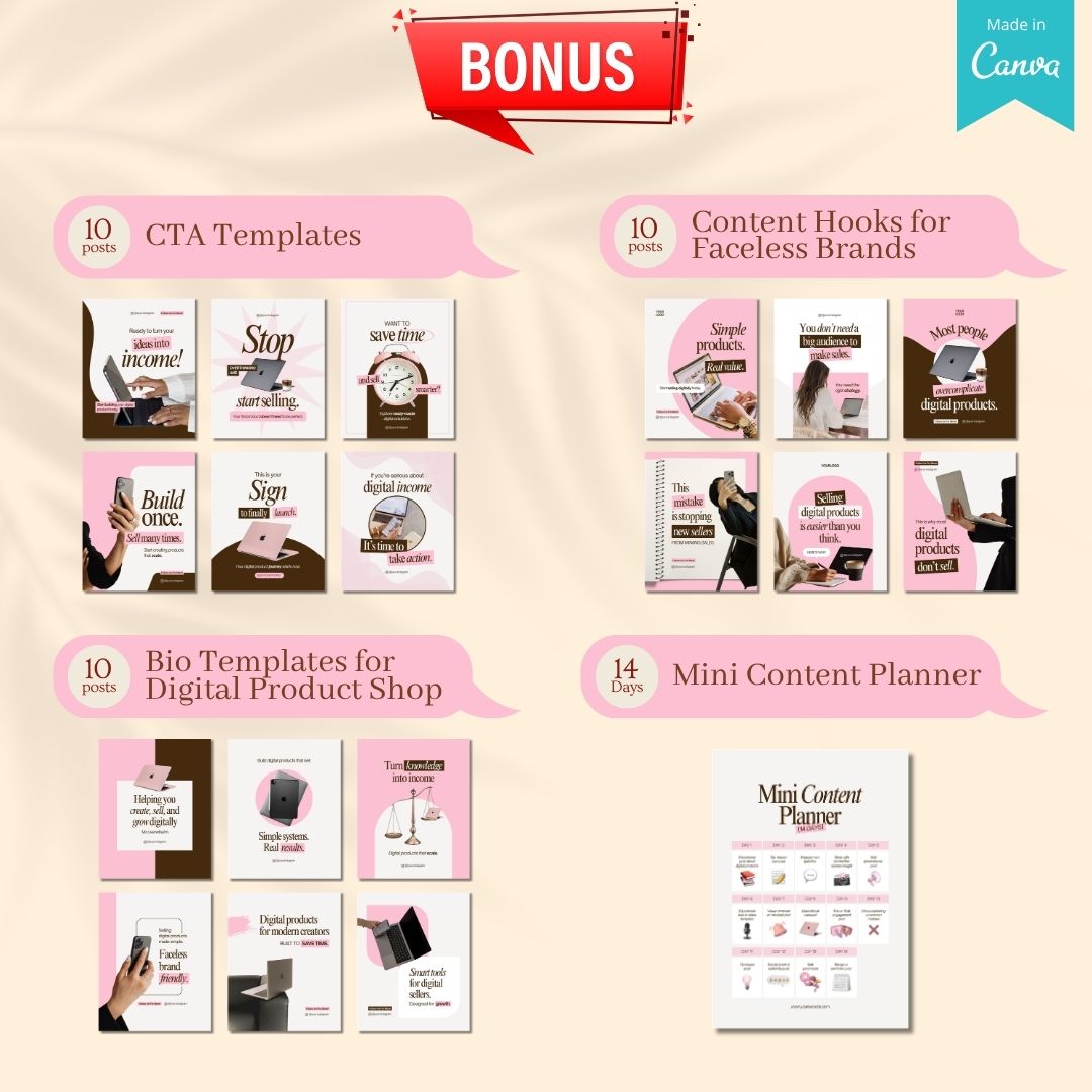 Digital Product Marketing Kit – 240 Canva Social Media Templates