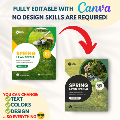 100 Lawn Mower Services Canva Templates