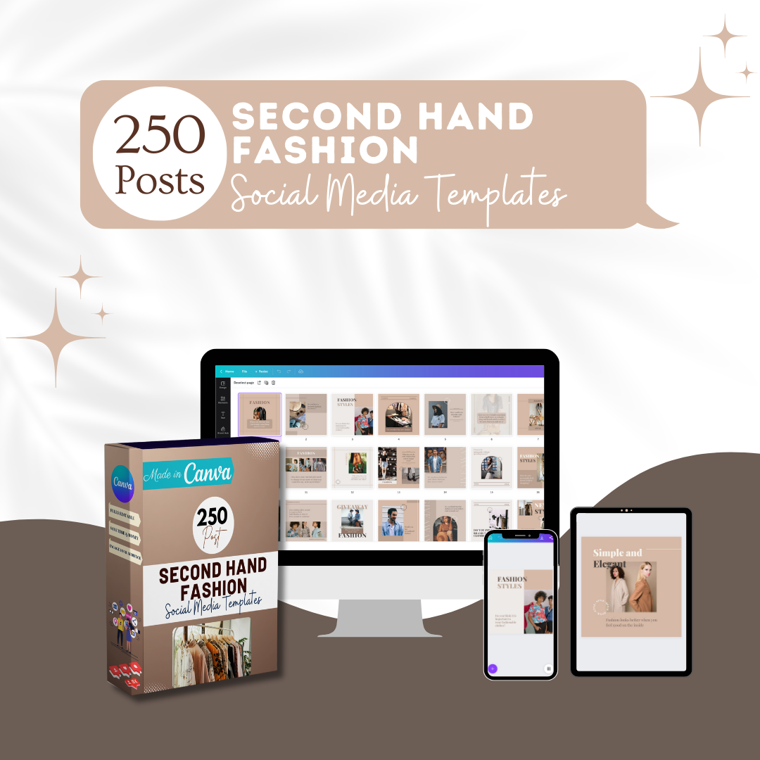 250 Second Hand Fashion Posts - Social Media Templates