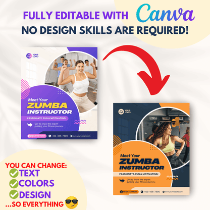 100 Aerobics & Zumba Canva Templates