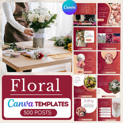 300 Floral Posts -  Social Media Canva Templates