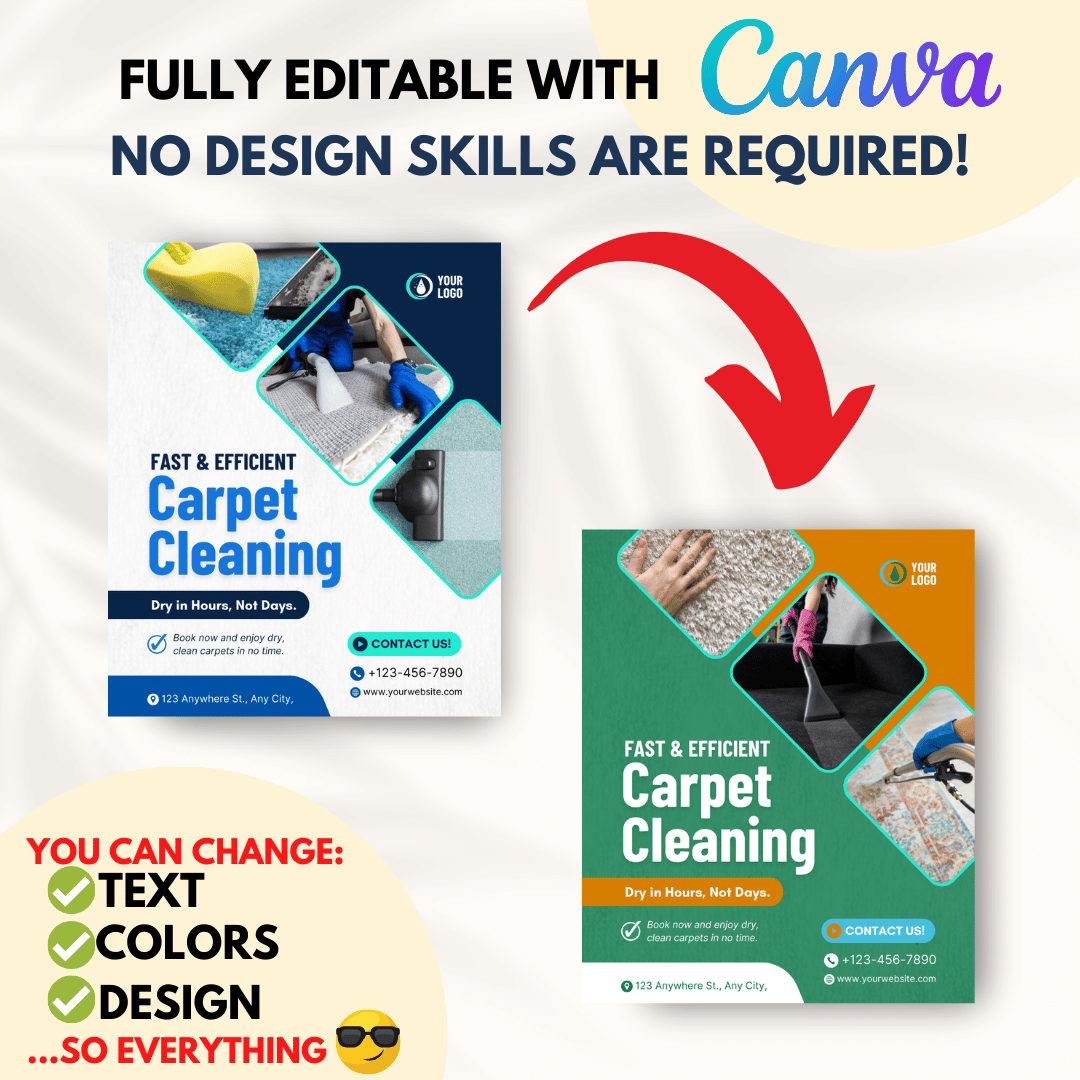 100 Carpet Cleaning Services Canva Templates