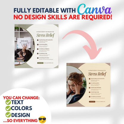 300 Aromatherapy Posts - Social Media Canva Templates
