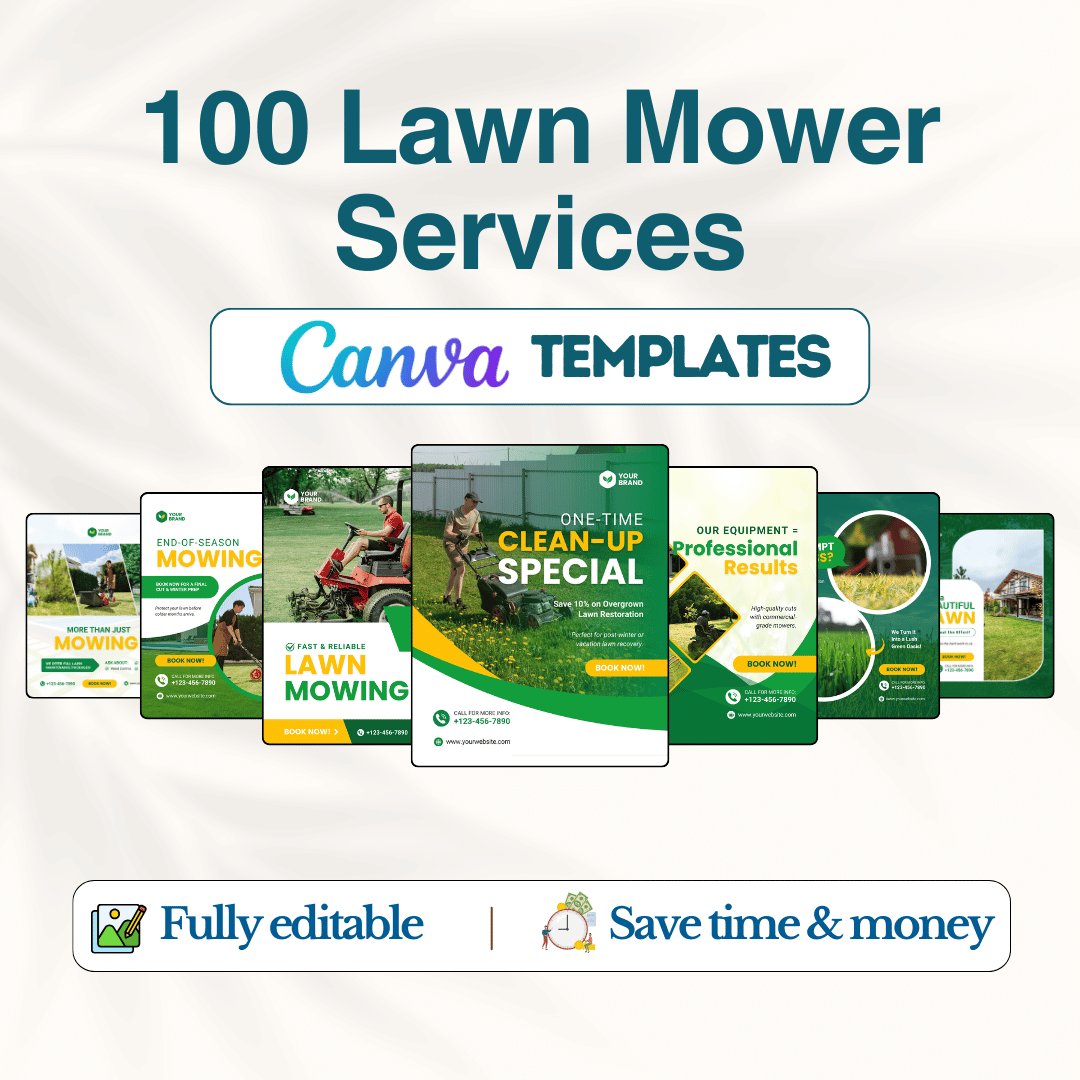 100 Lawn Mower Services Canva Templates