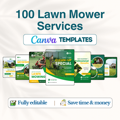 100 Lawn Mower Services Canva Templates