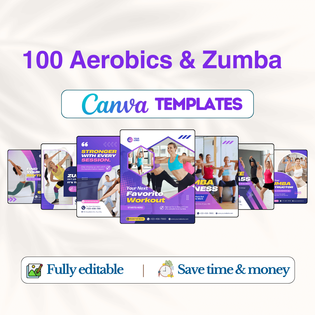 100 Aerobics & Zumba Canva Templates