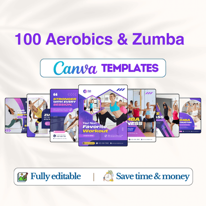100 Aerobics & Zumba Canva Templates