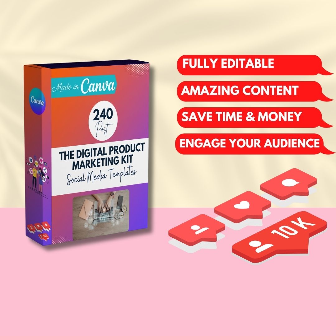 Digital Product Marketing Kit – 240 Canva Social Media Templates