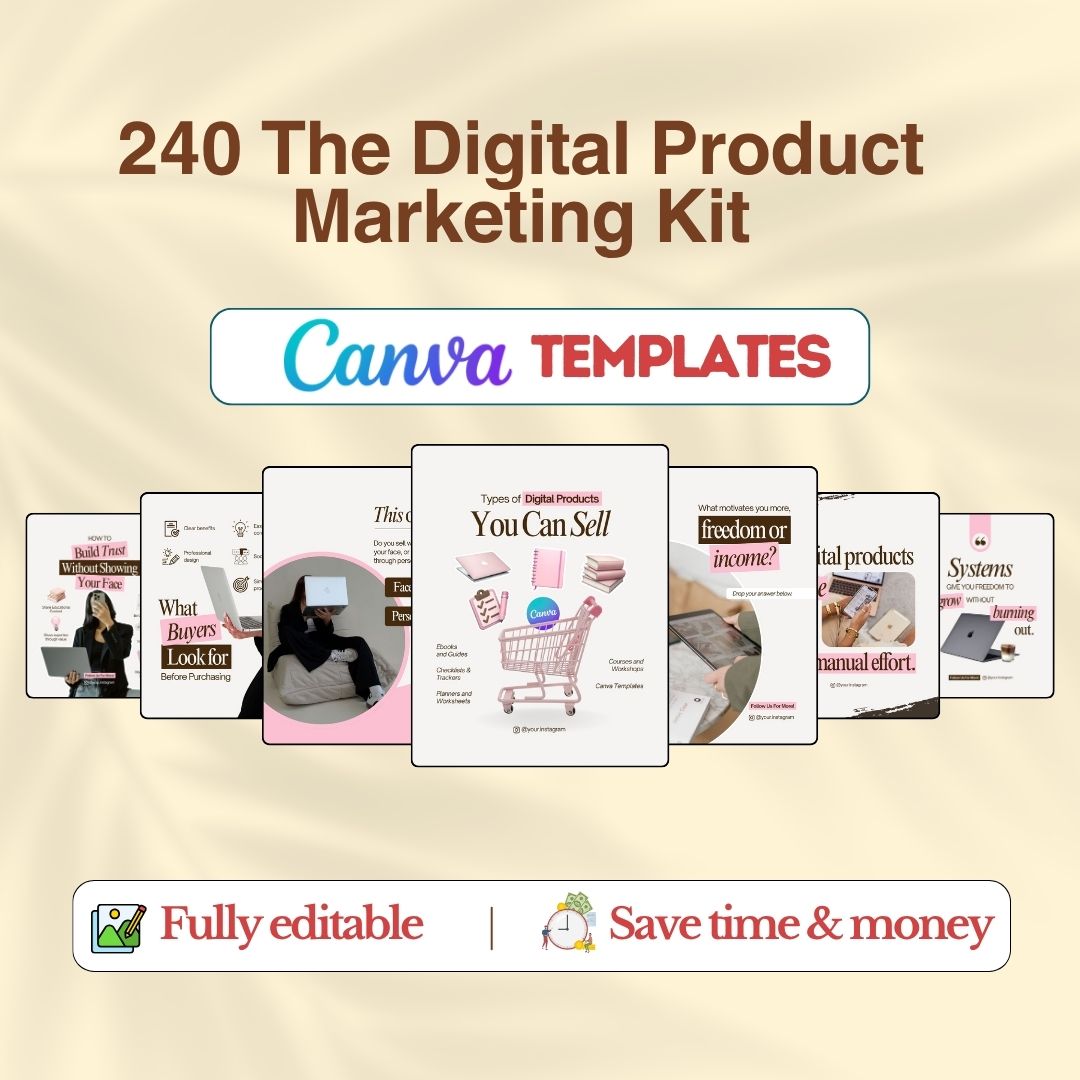 Digital Product Marketing Kit – 240 Canva Social Media Templates