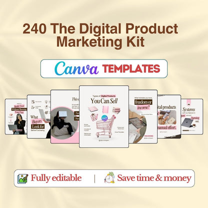 Digital Product Marketing Kit – 240 Canva Social Media Templates