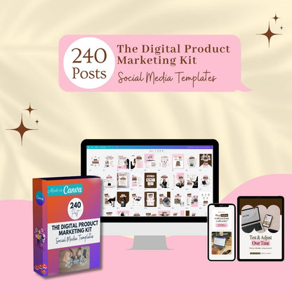 Digital Product Marketing Kit – 240 Canva Social Media Templates