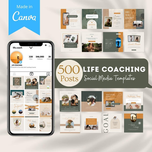 500 Life Coaching Posts - Social Media Templates