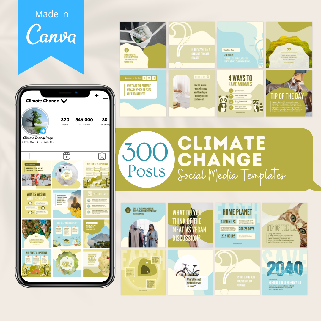 300 Climate Change Posts - Social Media Templates