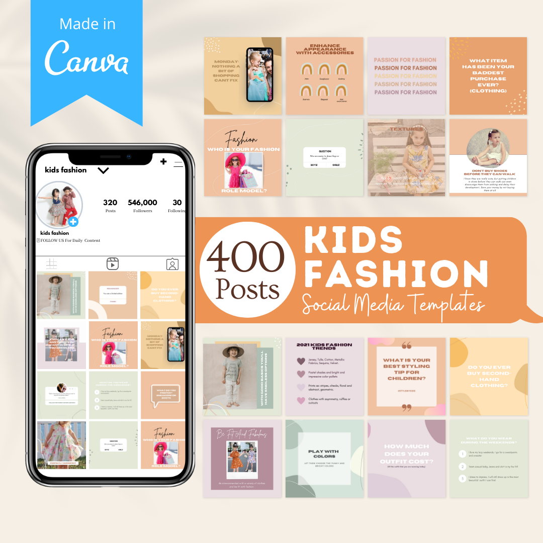 400 Kids Fashion Posts - Social Media Templates