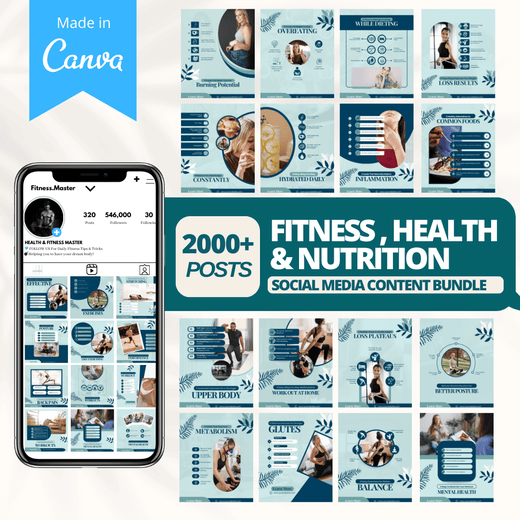 Fitness, Nutrition & Health Bundle - Social Media Templates