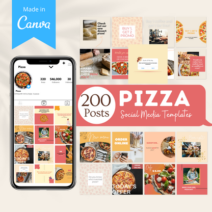200 Pizza Restaurant Posts - Social Media Templates