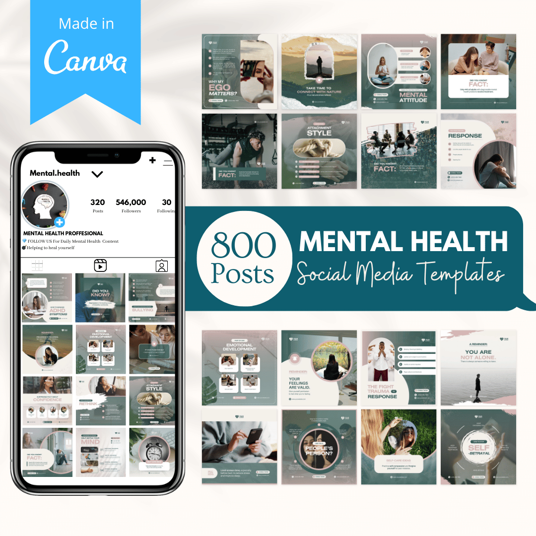 Mental Health Canva Templates Bundle