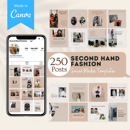 250 Second Hand Fashion Posts - Social Media Templates