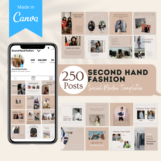 250 Second Hand Fashion Posts - Social Media Templates