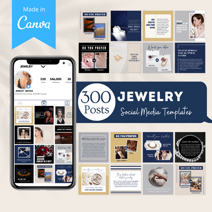 300 Jewelry Posts - Social Media Canva Templates