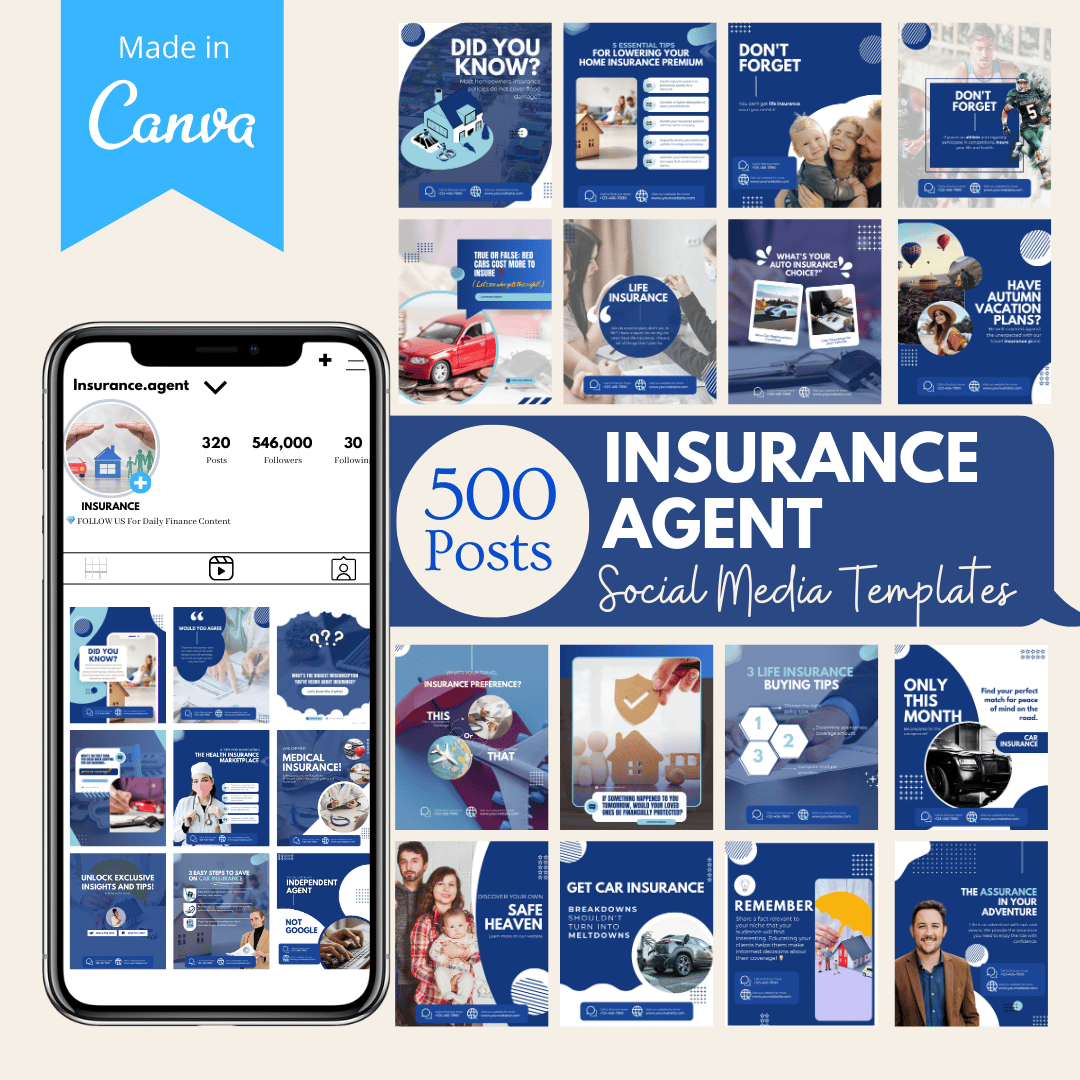 500 Insurance Agent Social Media Templates