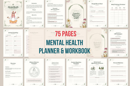 Mental Health Planner & Workbook - 75 Pages