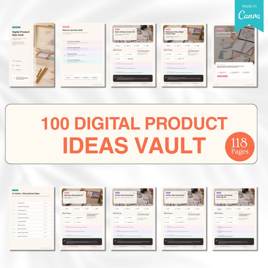 Digital Product Idea Vault - 118 Pages