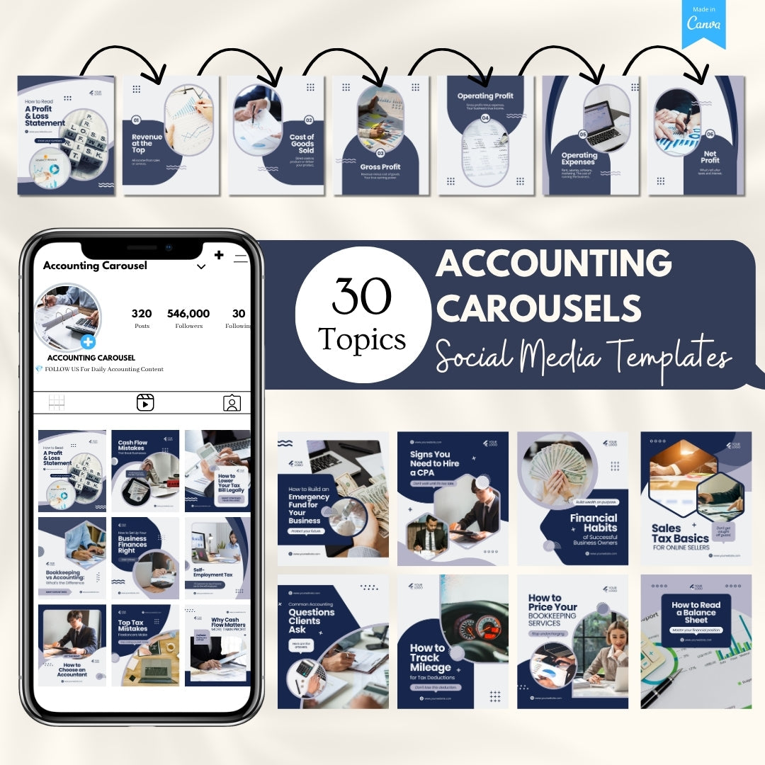 Accounting Carousels Bundle - 30 Done-For-You Topics
