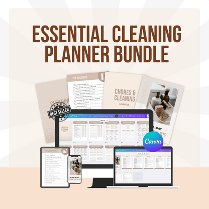 Essential Cleaning Planner Bundle with 57 editable and printable pages
