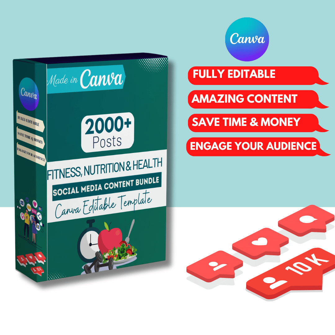 Fitness, Nutrition & Health Bundle - Social Media Templates