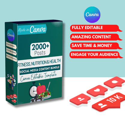 Fitness, Nutrition & Health Bundle - Social Media Templates