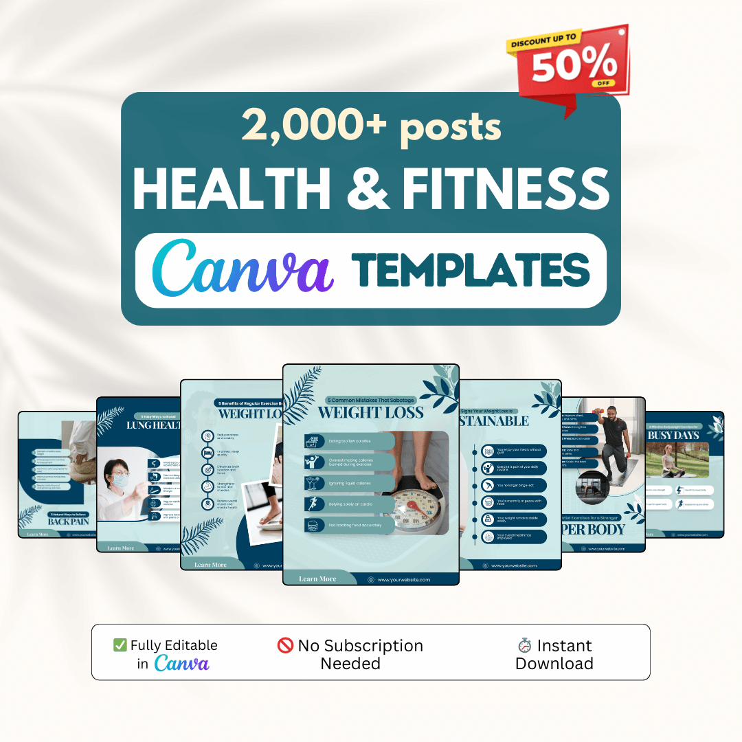 Fitness, Nutrition & Health Bundle - Social Media Templates