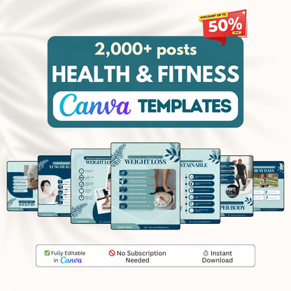 Fitness, Nutrition & Health Bundle - Social Media Templates