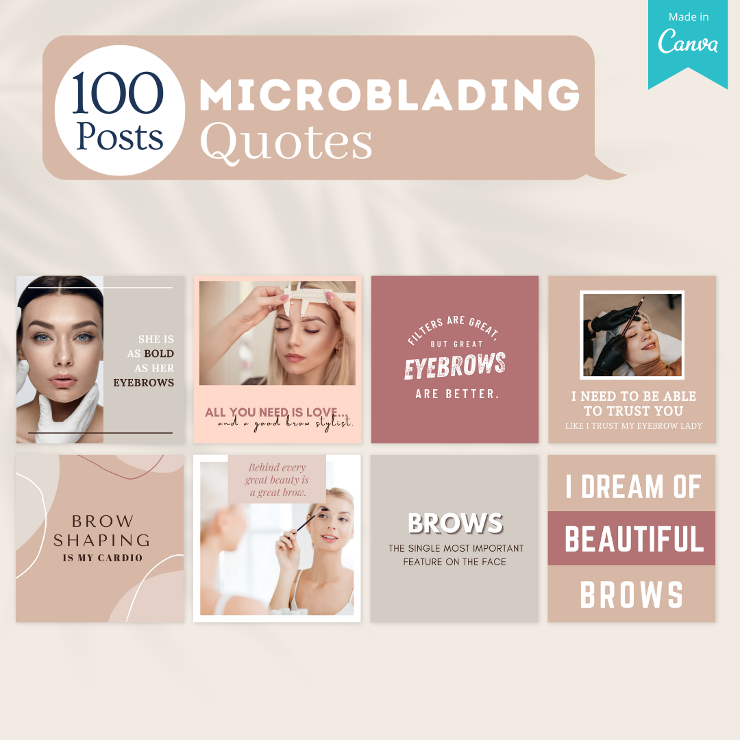 300 Microblading Posts -  Social Media Canva Templates