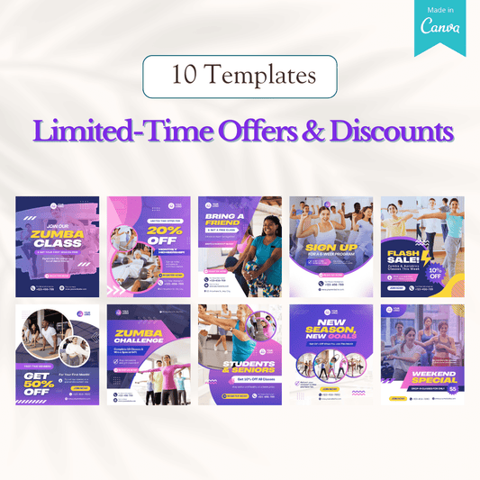 100 Aerobics & Zumba Canva Templates