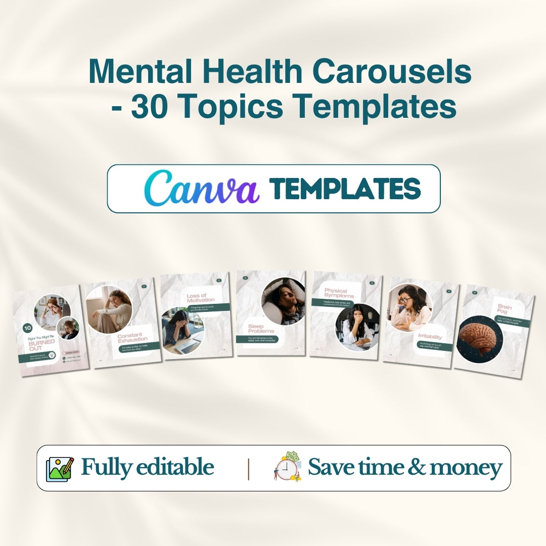Mental Health Carousels Bundle - 30 Done-For-You Topics