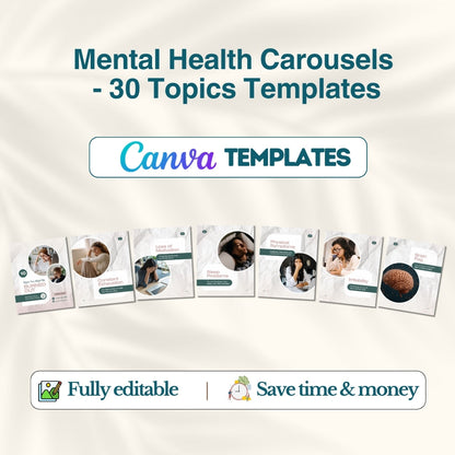 Mental Health Carousels Bundle - 30 Done-For-You Topics