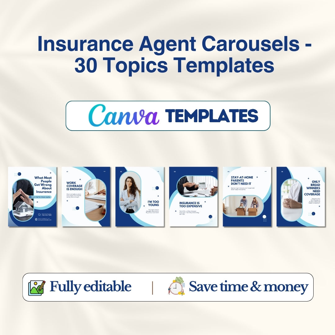 Insurance Agent Carousels Bundle - 30 Done-For-You Topics
