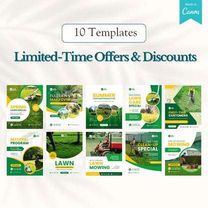 100 Lawn Mower Services Canva Templates