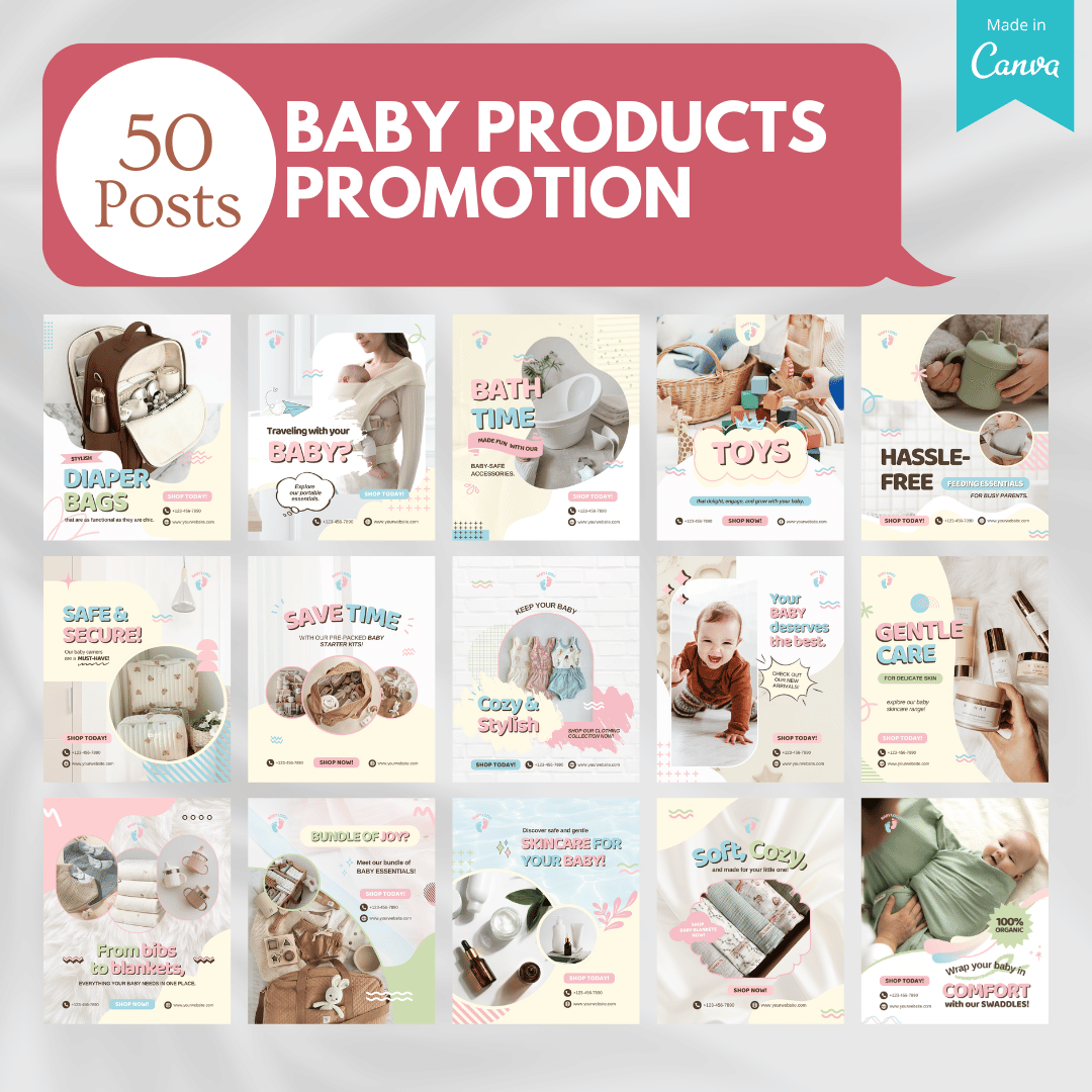 70 Baby Products Promotion Canva Templates