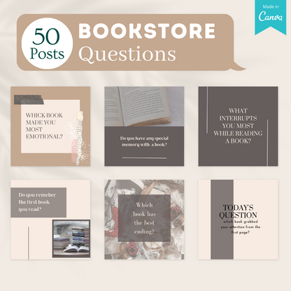 200 Bookstore Posts -  Social Media Canva Templates