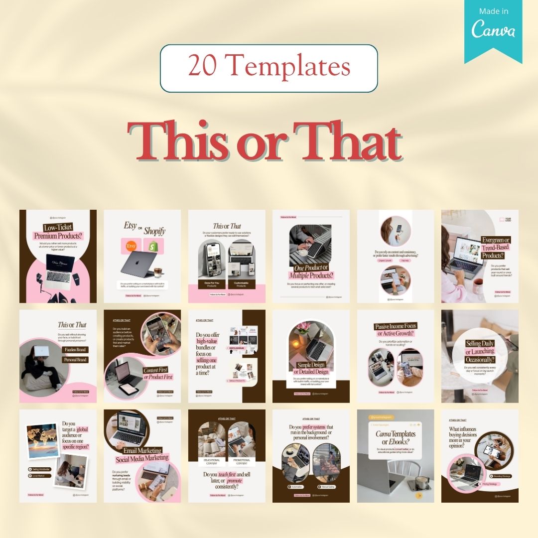 Digital Product Marketing Kit – 240 Canva Social Media Templates